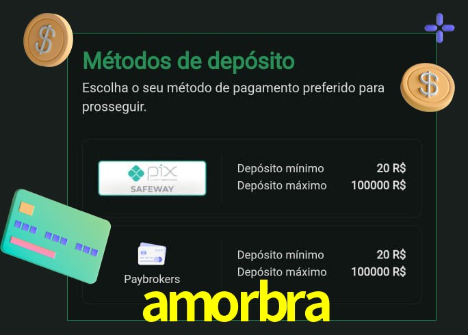 O cassino amorbra oferece uma grande variedade de métodos de pagamento